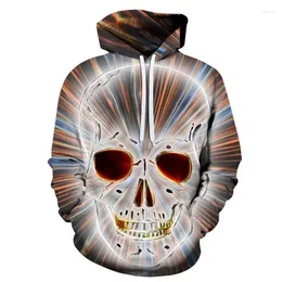 Con cappuccio maschile Halloween Funny 3D Stampa 3D Flash Skull Pattern Hoodie For Men and Women Street Hip Hop Casual Selda Y2K Tops