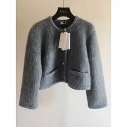 Women's Korean Version of Mohair Wool Knitted Pink Sweetheart Round Neck Women's Short Knitted Coat