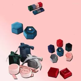 Schmuckbeutel, zarte handgefertigte Vintage-Samt-Anhänger-Halskettenboxen, Geschenkbox, rosa Band, Aufbewahrungsring, Verpackung, hochwertig