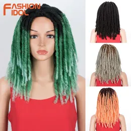 Synthetische s FASHION IDOL 16 Zoll Faux Locs Flechten Haar Ombre Grün Dreadlocks Häkeln Für Schwarze Frauen 231025