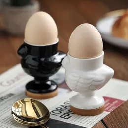 Egg Tools Ceramic Cup Chick Shape Boiled Holder Stand Container Kitchen Breakfast Banquet Eggs Supplies 231026