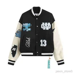 Mens Designer Off Jackets Windbreaker Varsity Vintage Loose Long Baseball Hop Harajuku Offs White Letter Brodery Streetwear Men unisex Coats 9 Hz89