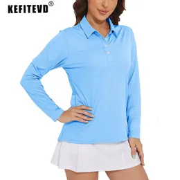 男性S Tシャツkefitevd women polo tシャツupf 50 uv保護長袖Tシャツクイックドライモイスチャーウィッキングテニスゴルフポロスティーシャツ231025