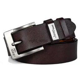 Belts Men's Belt Fashion High Quality Genuine Leather Pin Buckle Black New Retro Student Jeans Cowhide Business Male YQ231026