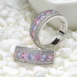 Cluster Rings Luxury Ladies Wedding Ring Advanced Micro-inlaid Color Zircon Engagement For Women Creative Hand Jewelry Anillos De Bodas