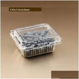 Одноразовая посуда Квадратная коробка для фруктов и овощей Упаковка для еды на вынос Пластиковый быстрый салат с крышкой Yq2098 Прямая доставка Домашний сад Ki Dhdfo