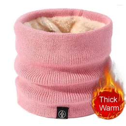 Scarves Warm Winter Ring Scarf Women Men Solid Cashmere Plush Full Face Mask Snood Knit Thick Neck Bufanda