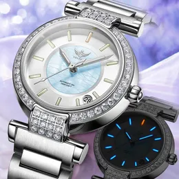 여자 시계 Yelang Women Automatic Watch 24jewels Japan Top Movement Czech Rhinestone Date Diver Watch Waterproof100m 231025