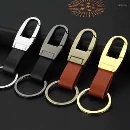 Keychains Creative High End Metal Leather Men's Car Keychain Accessories Key Loss Prevention And Durability Boutique Gift