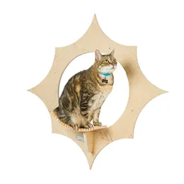 Sonnenförmige Katzen-Wandregale, moderne wandmontierte Kletterkatzenmöbel