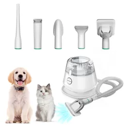 Inse Pet Grooming Kit Dog Hair Vacuum, Dog Clippers Kit Suge 99% Pet Hair, Large Dust Cup Vakuum med Clipper, 5 Pet Grooming Tools for Shedding Pet Hair --- P20 White