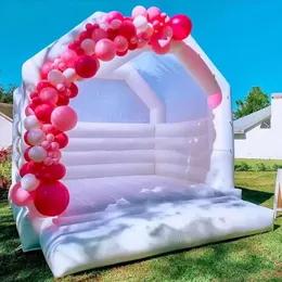 White Bounce House Commercial Grade Inflatable Jumper Bouncy castle with Blower Wedding Jumping Bed for Weddings, Parties