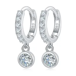 Charming Girls Women Earrings Passed Diamond Test Full Iced Out Round Mossanite Earrings Hooks Nice Gift for Friend