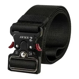 Belts 4.8CM Width Men Nylon Tactical Army For Trousers Metal Buckle Canvas s Outdoor Training Black Military Waist Belt YQ231026