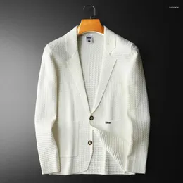 Men's Sweaters Minglu Computer Knitted Cardigan Blazer High Quality Solid Color Single Breasted Autumn Winter Casual Male 4XL