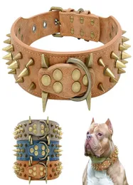 2quot bredd spikad studded hundkrage för medelstora stora hundar pitbull tyska herde pu läder husdjur krage coolt mode 211006257n3168662