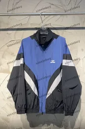 xinxinbuy Men designer Coat Jacket Paris Panelled Football windbreak Letter embroidery long sleeves women blue Black S-2XL