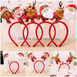 Decorações de Natal 2021 Crianças Xmas Novidade Headband Chapéu Traje Clipe de Cabelo Rena Santa Banda Cabeça Hoop Headwear Drop Delivery Home Dhv04