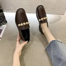 Dress Shoes French loafer s slip on 2023 spring and autumn British small leather shoes soft sole work flat 231026