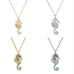 2020 New Arrival Lucky Necklace CZ Stone Colourful Seahorse Pendant Necklace For Women Men Drop Gift Jewelry267N