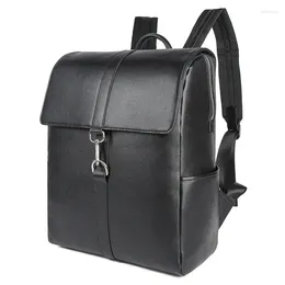 Backpack Top Quality Men Cow Leather School Bag 14 Inch Laptop Waterproof Travel Casual Book Male