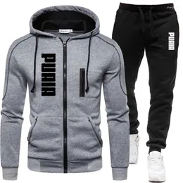 Tracksuits masculinos agasalho casual jogging terno conjunto ao ar livre zíper hoodies preto sweatpant 2 pçs 2023 primavera moda streetwear