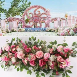 DIY Düğün Çiçek Duvarı Düzenleme Malzemeleri İpek Peonies Rose Yapay Sıra Dekor Demir Kemer Zemin