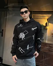 xinxinbuy Men designer Hoodie Sweatshirt Tool letter embroidery Jacquard long sleeve women blue Black white XS-2XL