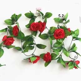 Decorative Flowers Silk Roses Flower Vine Diy Gifts Wedding Arrangement Christmas Decor For Home Fake Floristics Plastic Artificial Rattan