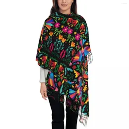 Foulards Mexicain Floral Châle Wraps Pour Femmes Hiver Grande Écharpe Douce Mexique Carnaval Motif Pashminas Gland