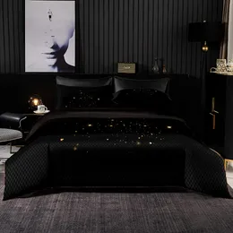 Bedding sets Black Luxury Set Duvet Cover 228 228 With Pillowcase 245 210 Quilt HighEnd Atmosphere Large Bed Sheet 231026