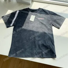 22ss Homens Mulheres Designers Camisetas Tee Sea Wave Destruído Tie Dye Impressão Algodão Manga Curta Tripulação Pescoço Streetwear Xinxinbuy Preto Blu211s