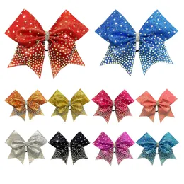 Guanti sportivi 8 pollici Ragazze Bling Sparkly Drill Cheerleading Bow gioco Grosgrain Fasce elastiche per capelli Nastro Accessori per bambini 231025