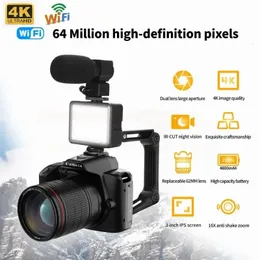Camcorders 4K Professional Camcorder 64 miljoner pixlar WiFi DSLR Digital Recorder Night Vision Camera 16x Timelapse Webcam Stabilizer Cam 231025