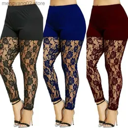 Women's Pants Capris New Women Casual Skinny Pants Leggings Fashion Patchwork Print Mesh Elastic Waist Full Pencil Leggings Plus Size US T231026