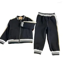 Men's Tracksuits Men's Spring Autumn Boys Girls Clothing Set Long Sleeve Zipper Sweatshirt Coat Trousers Striped Sport Suit 2Pcs