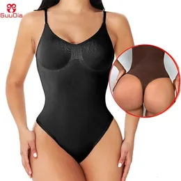 Mulheres Shapers Guudia Tanga Corpo Barriga Controle Barriga Trimmer Shapewear Compress Spaghetti Strap Bodysuits Ternos de Compressão 231025