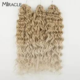 Human Hair Bulks Synthetic Blonde Crochet Braids Nature Wavy Deep High Temperature Fiber Braiding s For Women 231025
