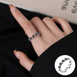 Cluster Rings 925 Sterling Silver Zircon Geometric Open Ring For Women Girl Fashion Star Round Design Jewelry Birthday Gift Drop
