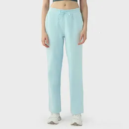 Lu Lu Pantaloni da Yoga in Cotone a Gamba Dritta Pantaloni in Pile Vestibilità Larga Pantaloni da Jogging Casual da Donna con Tasche per le Mani Pantaloni da Allenamento Super Morbidi e Caldi per l'Autunno Inverno