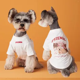 Abbigliamento per cani T-shirt stampata in tinta unita per cuccioli estivi per animali domestici T-shirt in cotone confortevole e traspirante Schnauzer maltese piccoli vestiti