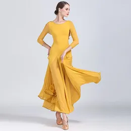 Stage Wear Yellow Ballroom Dress Woman Dance Clothes Red Spanish Flamenco Viennese Waltz Fringe Tango Foxtrot