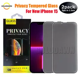 Sekretess Anti-Peeping Anti-Spy Hempered Glass Protector för iPhone 15 Plus 14 13 12 Mini Pro Max 11 XR XS 6 7 8 Plus Skärm 2pack 2 st i en detaljhandel