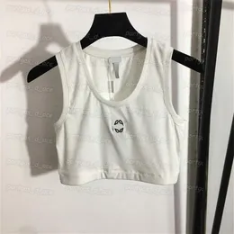 Designer mulheres camiseta recortada malha sem mangas colete tops sexy casual branco preto tank234o