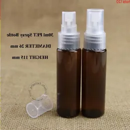 50pcs/partia 30 ml bursztynowych perfum butelka spray 1 unz plastikowe narzędzia do makijażu pojemnik na atomizowanie czapki do napełniania Pothood Qty xbrdp