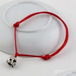 Charms 100 stücke Neue Einstellbare Armbänder Rote Farbe Wachse Seil Antike Silber Legierung 3D Kleine Fußball Helm Armband Drop Lieferung schmuck Dhwke