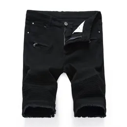 Denim Shorts Men Dżinsy Summer Stretch Slim Fit Krótkie dżinsy Projektant męski bawełniany swobodny czarny jean dżinsowe spodenki 215W