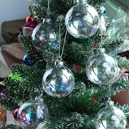 Decorações de Natal 20pcs Natal Clear Baubles Transparente Fillable Balls 8cm Árvore de Natal Pendurado Ornamento Casamento Mas Party Home Decor 231025