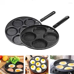 Panelas Cozinha Frigideira de Quatro Buracos Espessada Omelete Pan Antiaderente Ovo Panqueca Bife Cozinhar Ham Café da Manhã Ferramentas