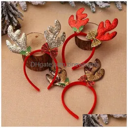 Christmas Decorations Headband Sequin Snowflakes Glitter Ornaments Big Antlers Shape Party Deer Horn Headwear Supplies Sea Drop Delive Dh6Iz